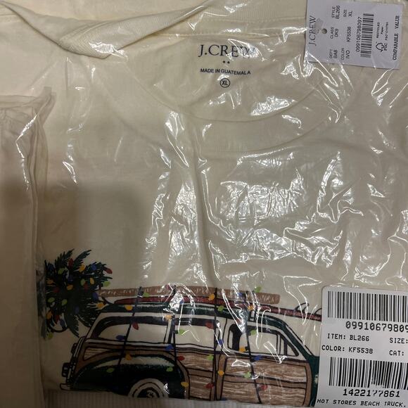 NWT J. Crew Men's Ivory W/Truck and Palm Tree Graphic Tee - Picture 6 of 8